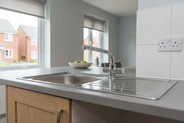 Illustration of new plumbing pipework and taps