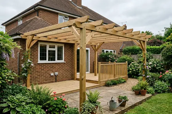 Illustration of new garden decking