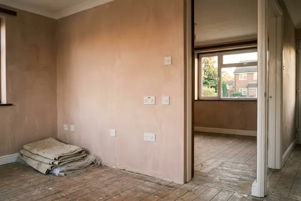 Illustration of a room being rewired