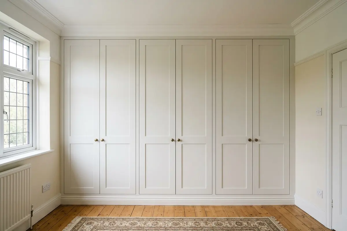Illustration of fitted wardrobes and shelving
