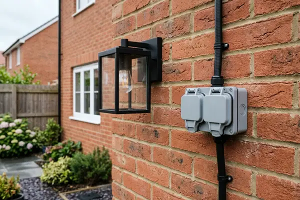 Illustration of new electrical fittings in a home