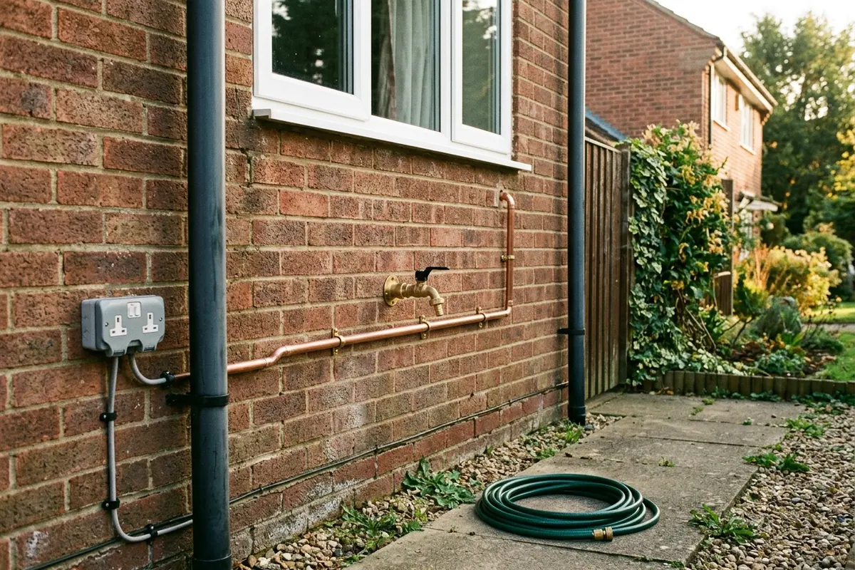 Illustration of new plumbing pipework and taps