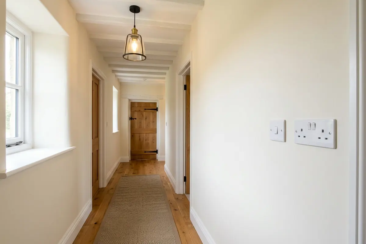 Illustration of new electrical fittings in a home
