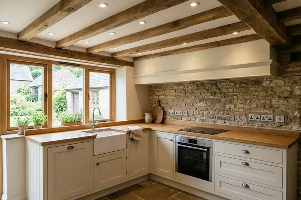 Illustration of new electrical fittings in a home