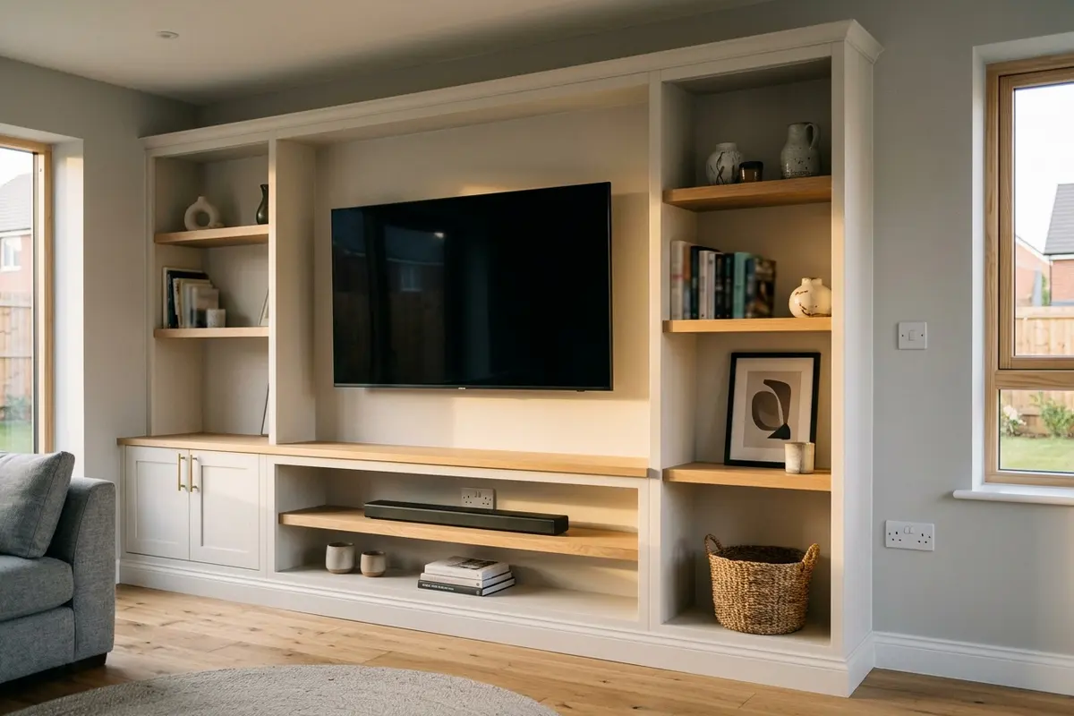 Illustration of fitted wardrobes and shelving