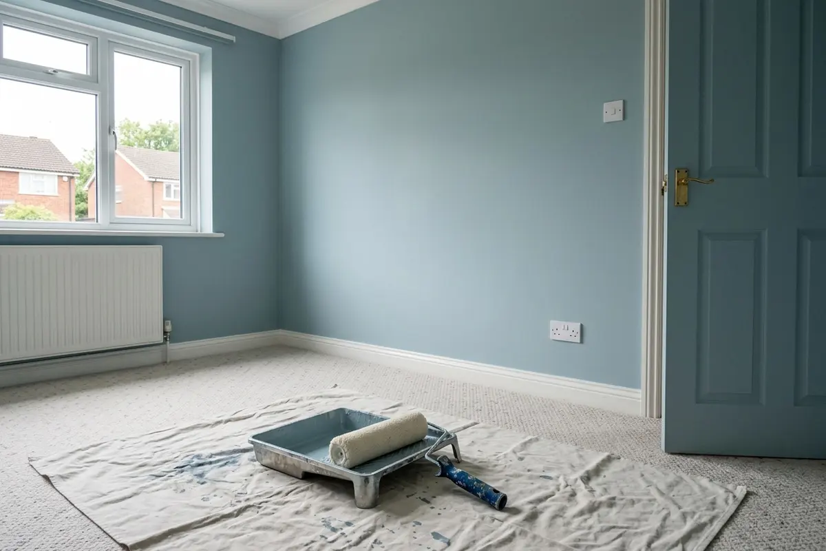 Illustration of a freshly painted room
