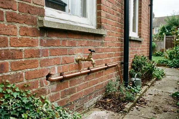 Illustration of new plumbing pipework and taps