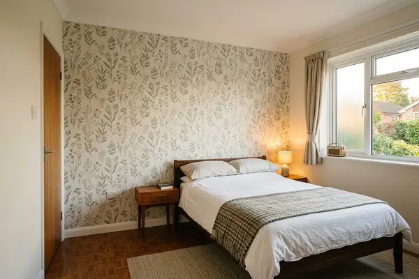 Illustration of newly hung wallpaper